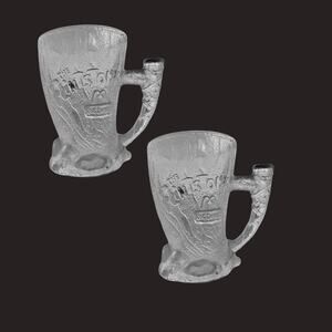 1993 McDonald’s Flintstones Movie Mugs – Set of 2 Frosted Glass Steins